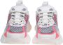 Balmain Witte Roze Sneakers van Leer en Mesh Multicolor Dames - Thumbnail 3