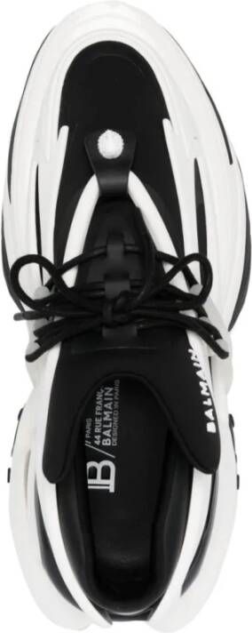 Balmain Zwarte Eenhoorn Neopreen Kalfsleer Sneakers Black Heren