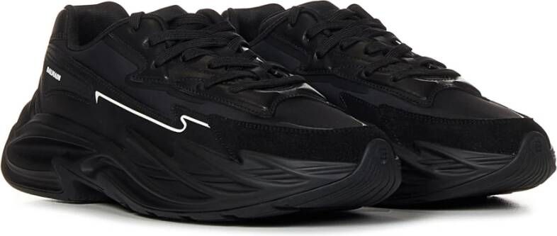 Balmain Zwarte Leren Sneakers met Contrasterend Logo Black Heren