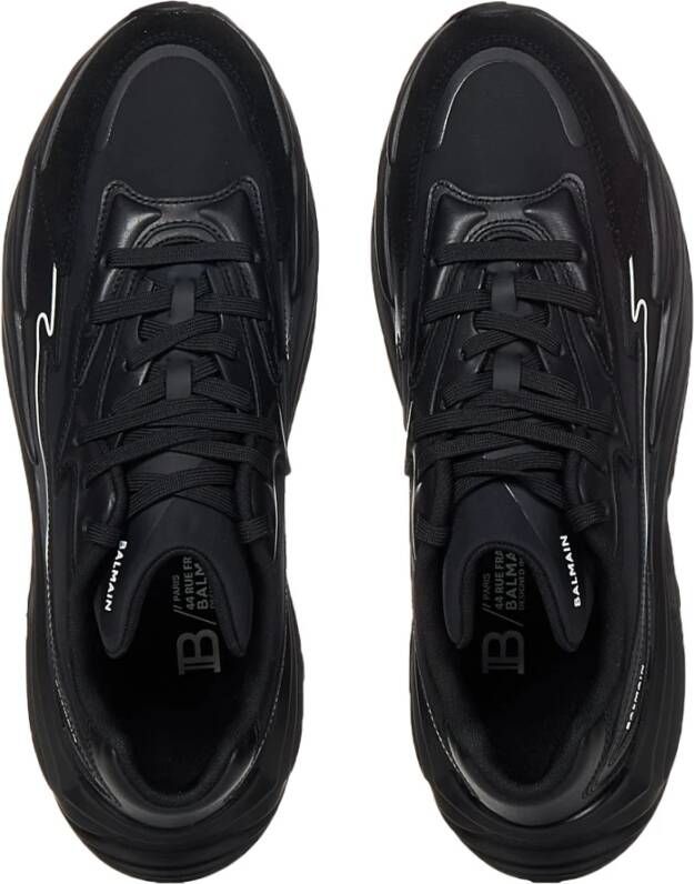 Balmain Zwarte Leren en Nylon Sneakers Black Heren