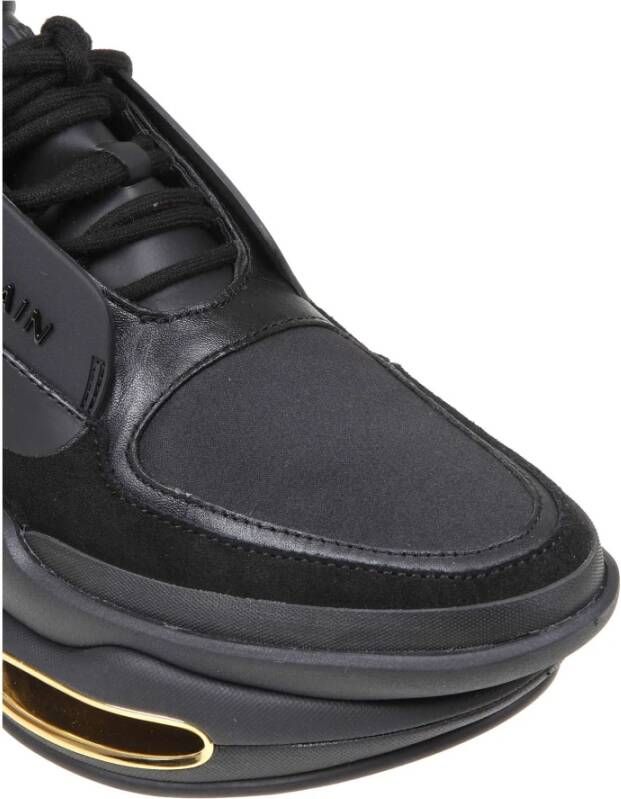 Balmain Zwarte Leren en Stoffen Sneakers Black Heren