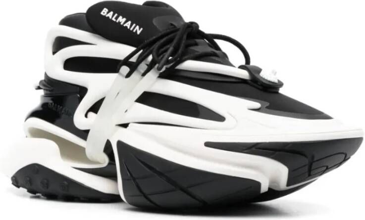 Balmain Zwarte Platform Sneakers met Leeuwenkop Kliksluitingen Zwart Heren