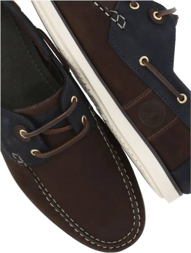 Barbour Bruin Leren Loafers Ronde Neus Schoenen