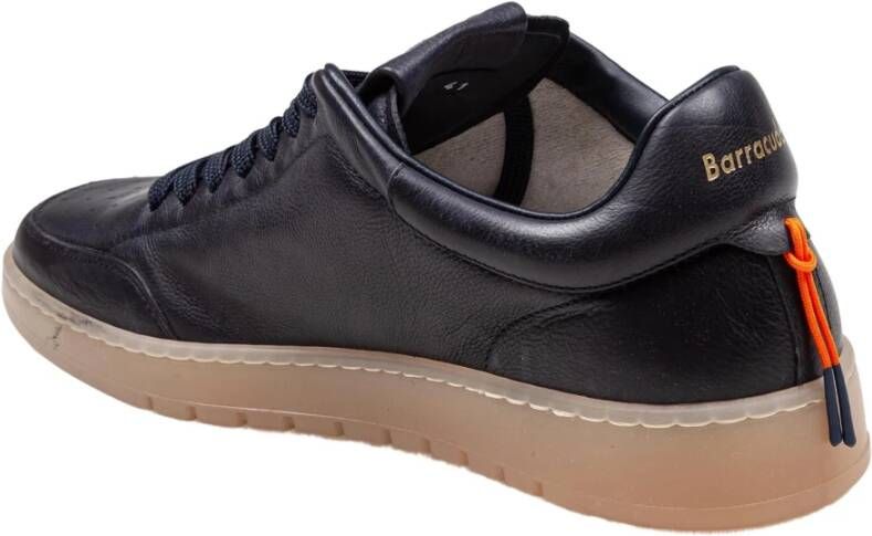 Barracuda Blauwe Leren Sneakers Vetersluiting