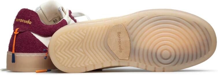 Barracuda Vintage Witte Sneakers met Bourgondische Details
