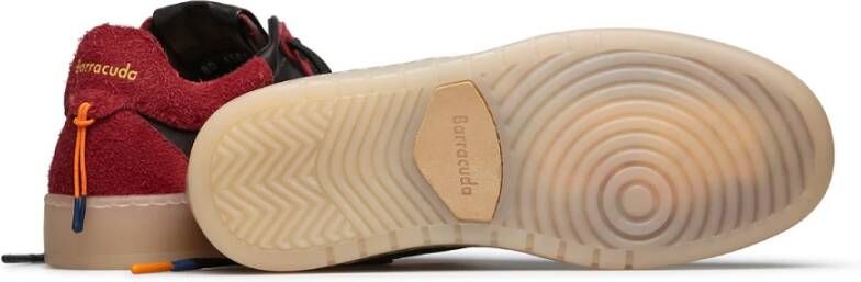 Barracuda Zwarte leren sneakers met bordeaux details