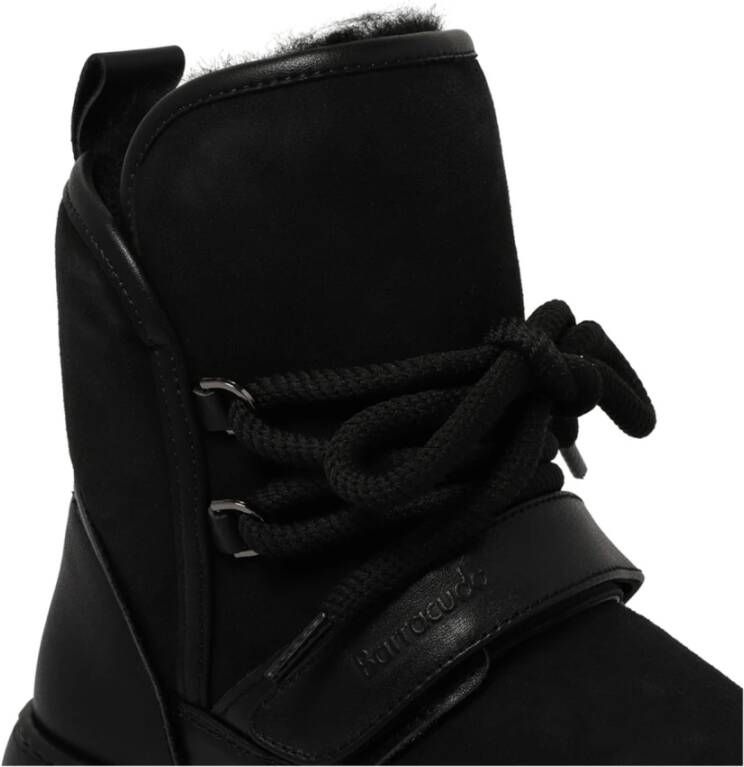 Barracuda Zwarte Shearling Platform Veterschoenen