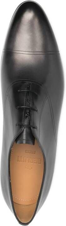 Berluti Platte Leren Schoenen Zwart-Grijs Italië Black Heren