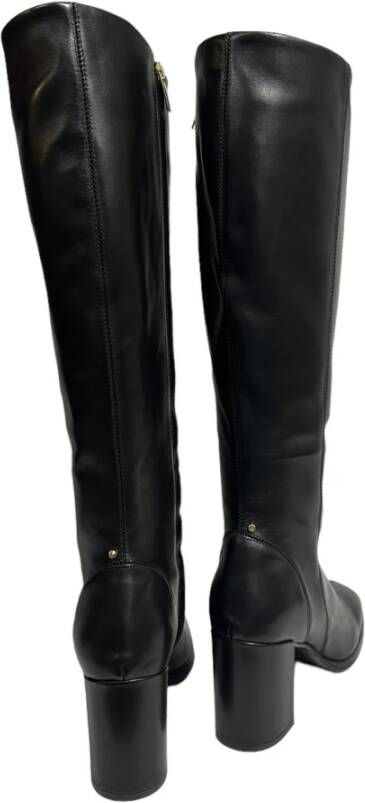 Bervicato Leren hoge schacht laarzen met 8 cm hak Black Dames