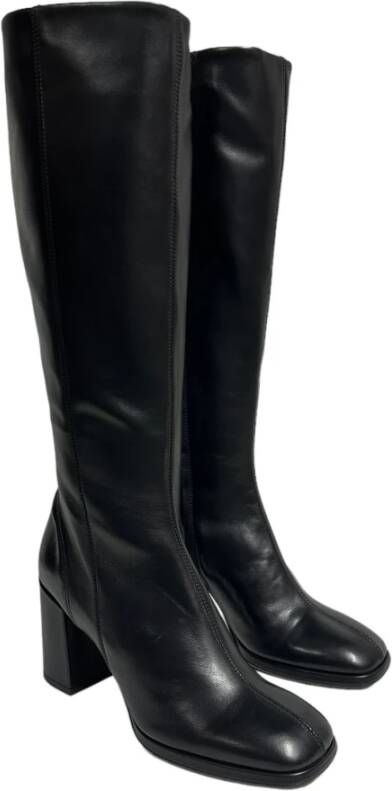 Bervicato Leren hoge schacht laarzen met 8 cm hak Black Dames