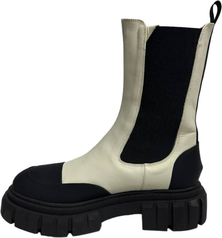 Bervicato Polyester enkellaarzen zwart wit rubber White Dames