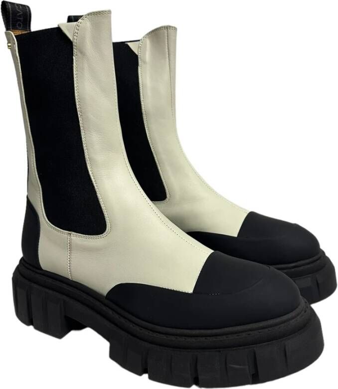 Bervicato Polyester enkellaarzen zwart wit rubber White Dames