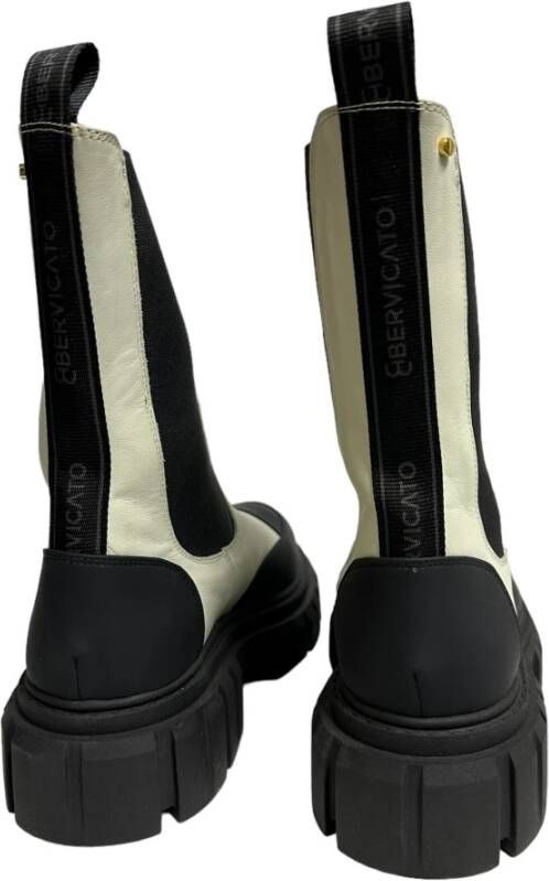 Bervicato Polyester enkellaarzen zwart wit rubber White Dames