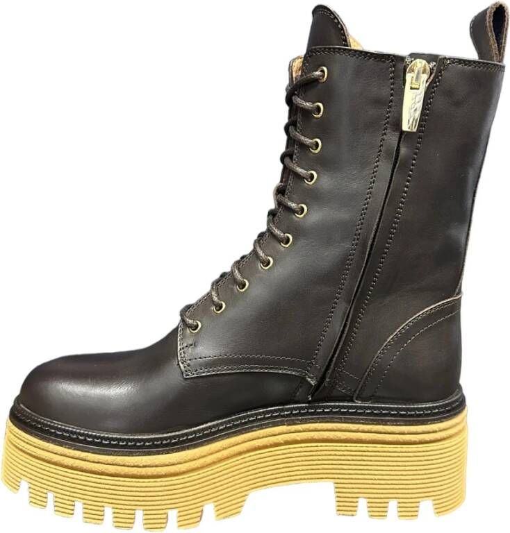 Bervicato Polyester laarzen en enkellaarsjes hoge rubber Brown Dames