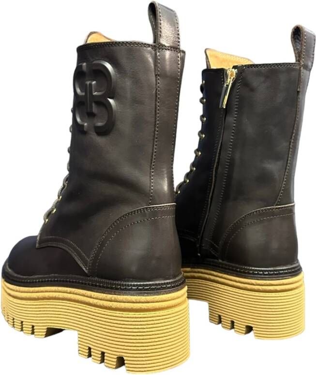 Bervicato Polyester laarzen en enkellaarsjes hoge rubber Brown Dames