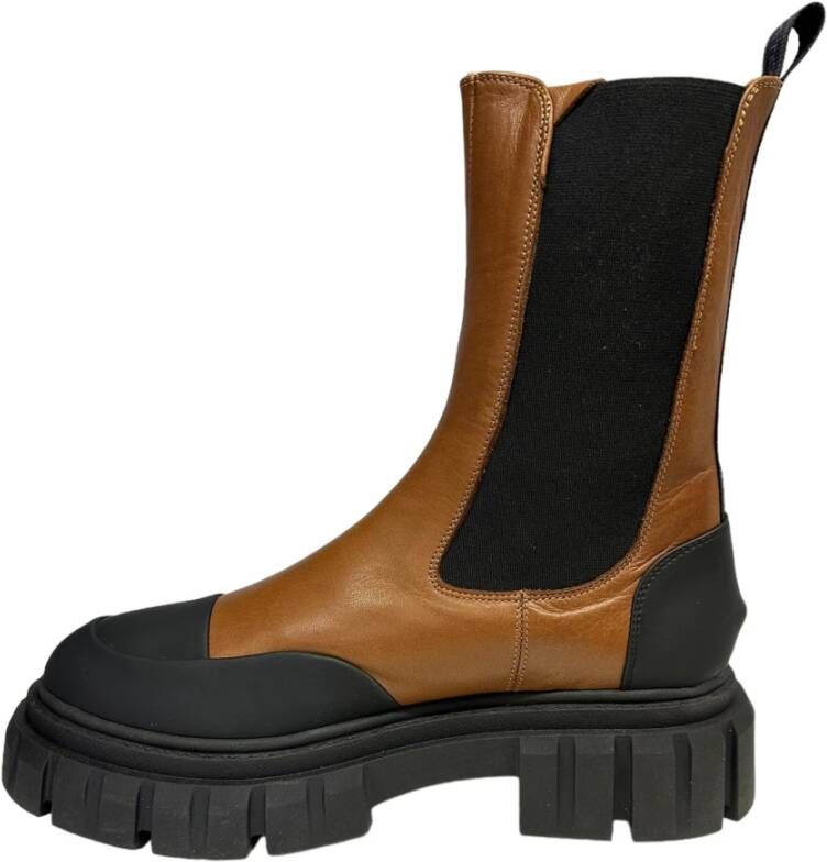 Bervicato Polyester leren enkellaarzen voor de winter Brown Dames