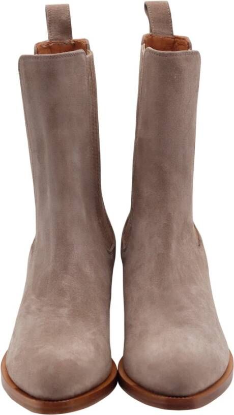 Bervicato Taupe Leren Belen Laarzen Beige Dames
