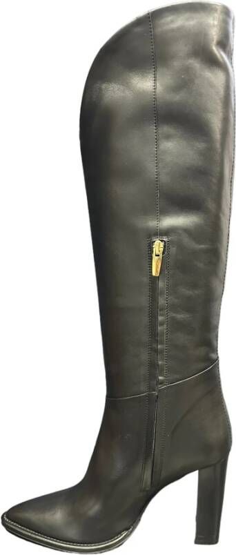 Bervicato Zwarte leren laarzen met 10 cm hak Black Dames