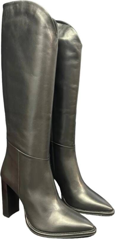 Bervicato Zwarte leren laarzen met 10 cm hak Black Dames