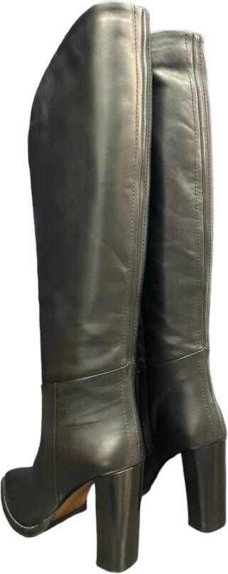 Bervicato Zwarte leren laarzen met 10 cm hak Black Dames