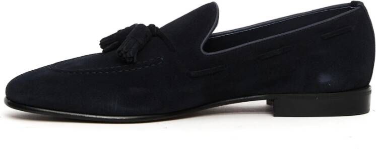Berwick Blauwe suède mocassin met kwastjes