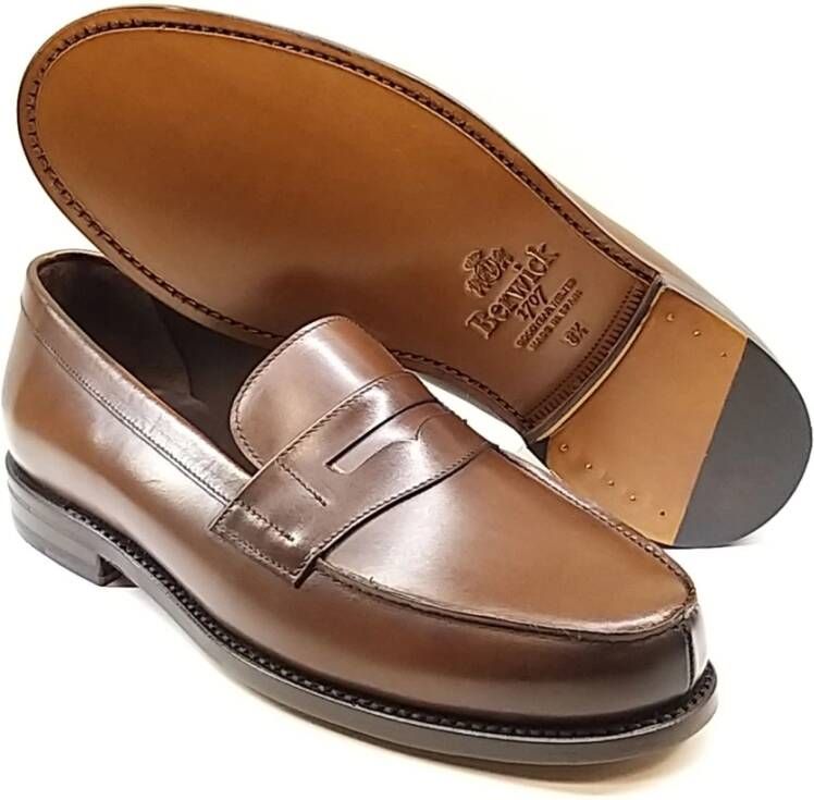 Berwick Bruine Kalfleren Loafer met Penny Strap Brown Heren