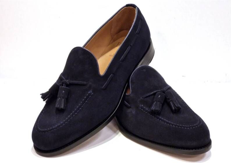 Berwick Navy Suède Kwast Loafer Leren Zool