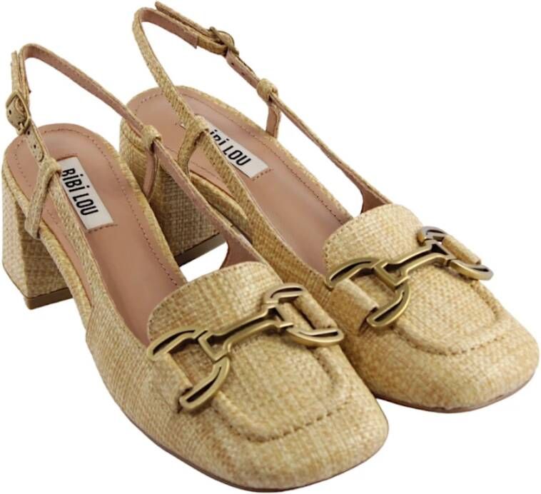 Bibi Lou Stijlvolle Beige Raffia Pumps Beige Dames