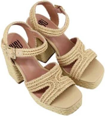 Bibi Lou Beige Raffia Sandalen met 15cm Hak