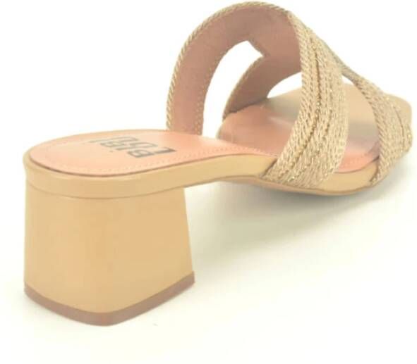 Bibi Lou Camel Raffia Muil O. DH. 4cm Beige Dames