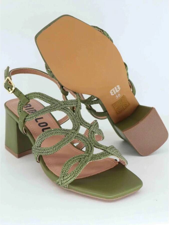 Bibi Lou Groene Sandalen met Vierkante Neus Gesp Sluiting