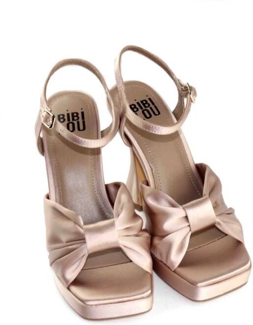 Bibi Lou Beige Satijnen Plateau Sandalen Beige Dames