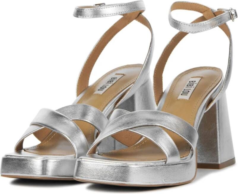 Bibi Lou Elegante Kruisband Hoge Hak Sandalen Grijs Dames