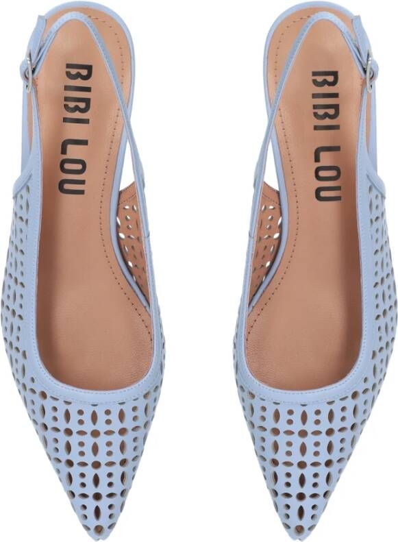 Bibi Lou Lichtblauwe Laser Gesneden Slingback Hakken