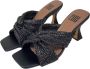 BiBi Lou Sandalen Dames Sandalen Instappers Damesschoenen Leer Blokhak 881Z94 Zwart - Thumbnail 12