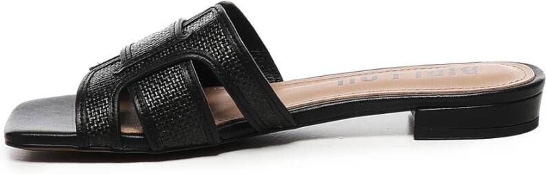 Bibi Lou Raffia en Leren Zwarte Sandalen