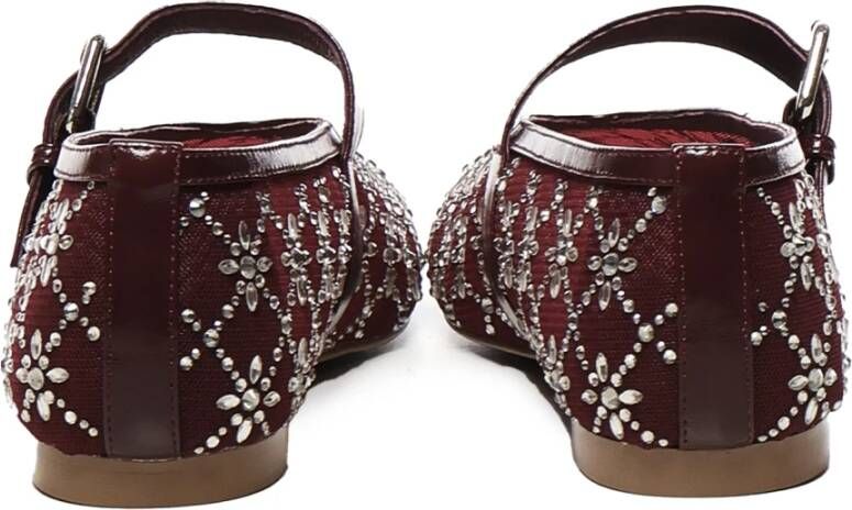 Bibi Lou Rhinestone Gesp Platte Schoenen Bordeaux