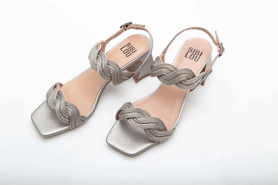 Bibi Lou Taupe Glitter Sandalen met Verstelbare Band Gray Dames