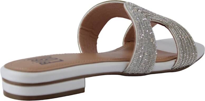 Bibi Lou Witte Swarovski Ciabatta Sandalen White Dames