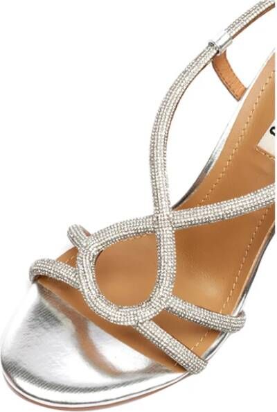 Bibi Lou Zilveren Leren Sandalen met Front Weave