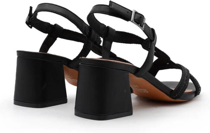 Bibi Lou Zwarte leren sandalen met sprankelend detail