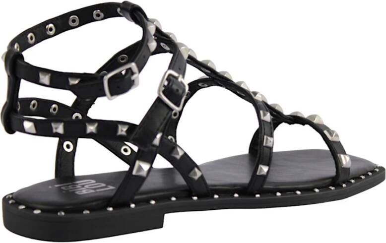 Bibi Lou Zwarte Studs Leren Sandalen Black Dames