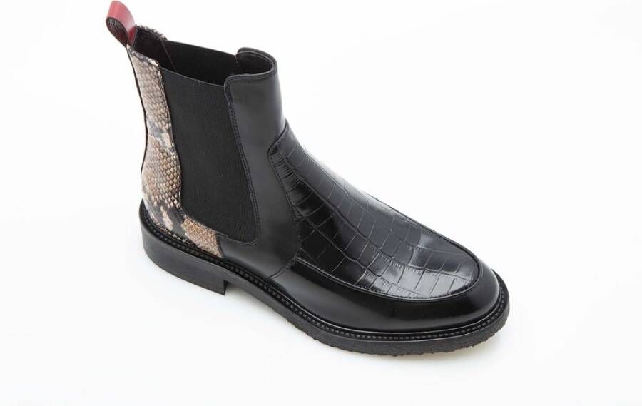 Billi Bi Handgemaakte Enkellaarsjes van Slangenleer Rood Black Dames