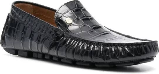 Billionaire Zwarte leren casual mocassin loafers Black Heren