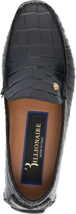 Billionaire Zwarte leren casual mocassin loafers Black Heren