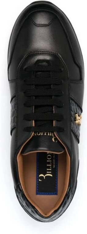 Billionaire Zwarte Leren Casual Lo-Top Sneakers