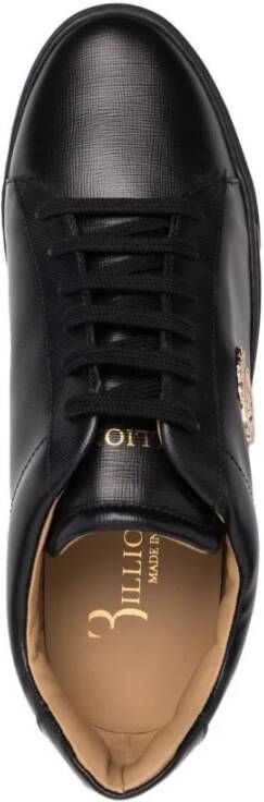 Billionaire Zwarte leren lage sneakers crest Black Heren