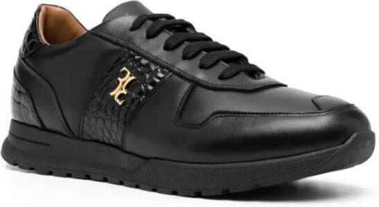 Billionaire Zwarte Leren Casual Lo-Top Sneakers Black Heren