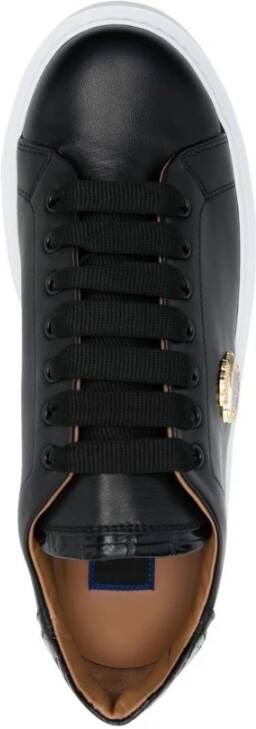 Billionaire Zwarte Leren Mid-Top Platform Sneakers Black Heren
