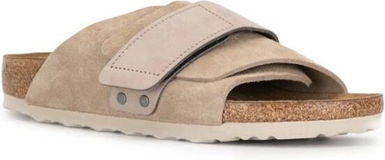 Birkenstock Anatomische Leren Sandalen met Klittenbandsluiting Beige Heren